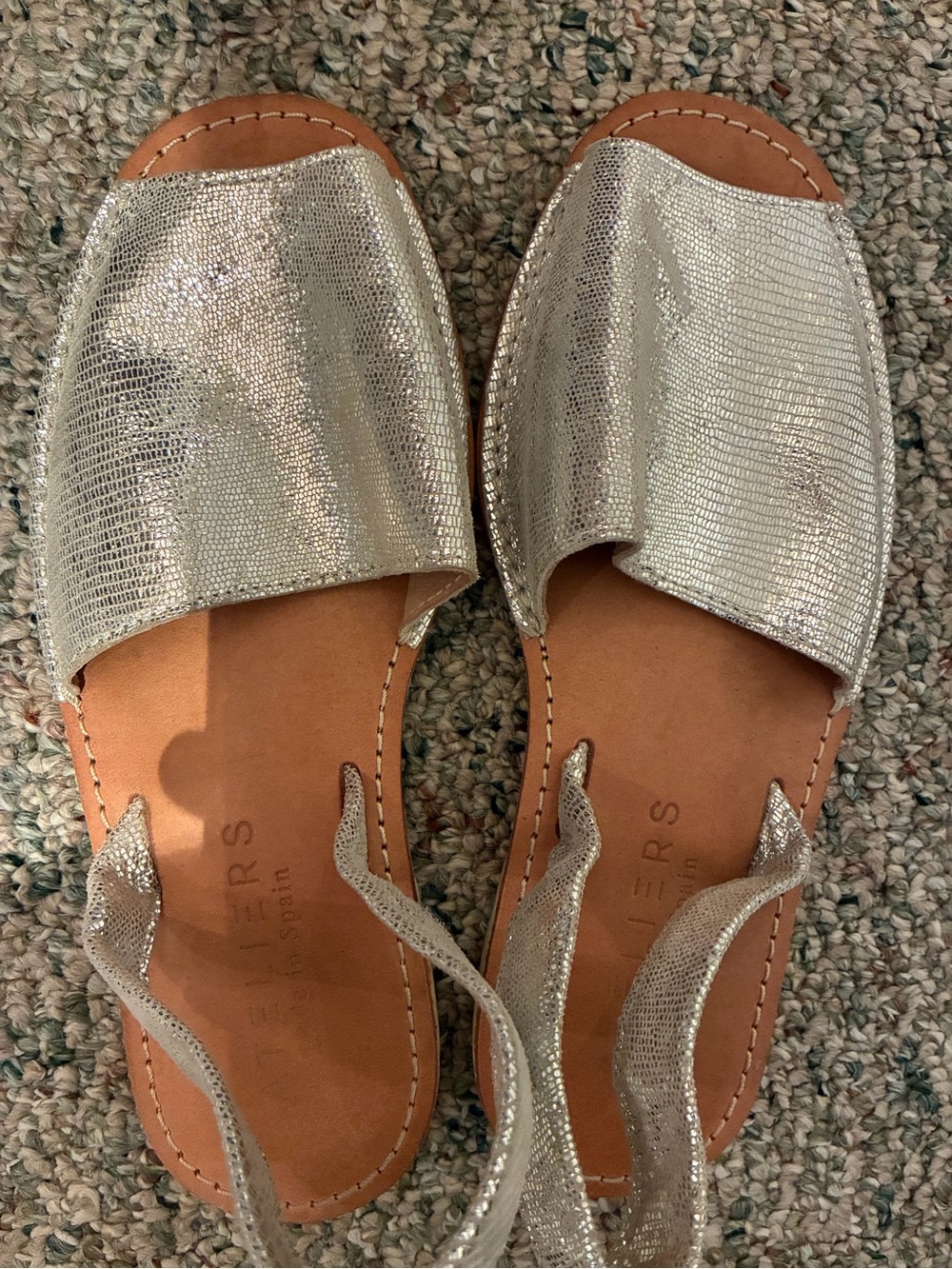 Silver Slingback Women's Sandals by Ateliers - barely worn!